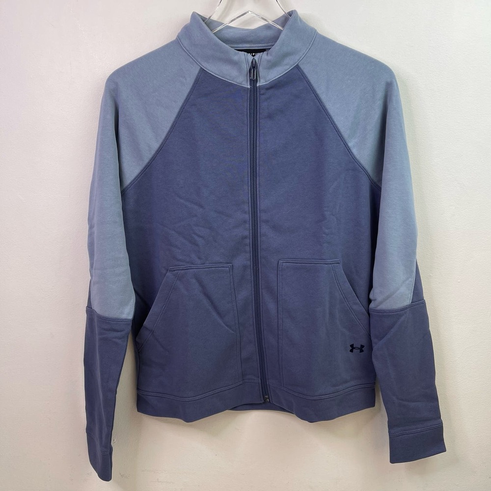 Under Armour Blue Track Top Zip Jacket Loose Fit Pockets Women's Small 42-44 EUC - Picture 1 of 8